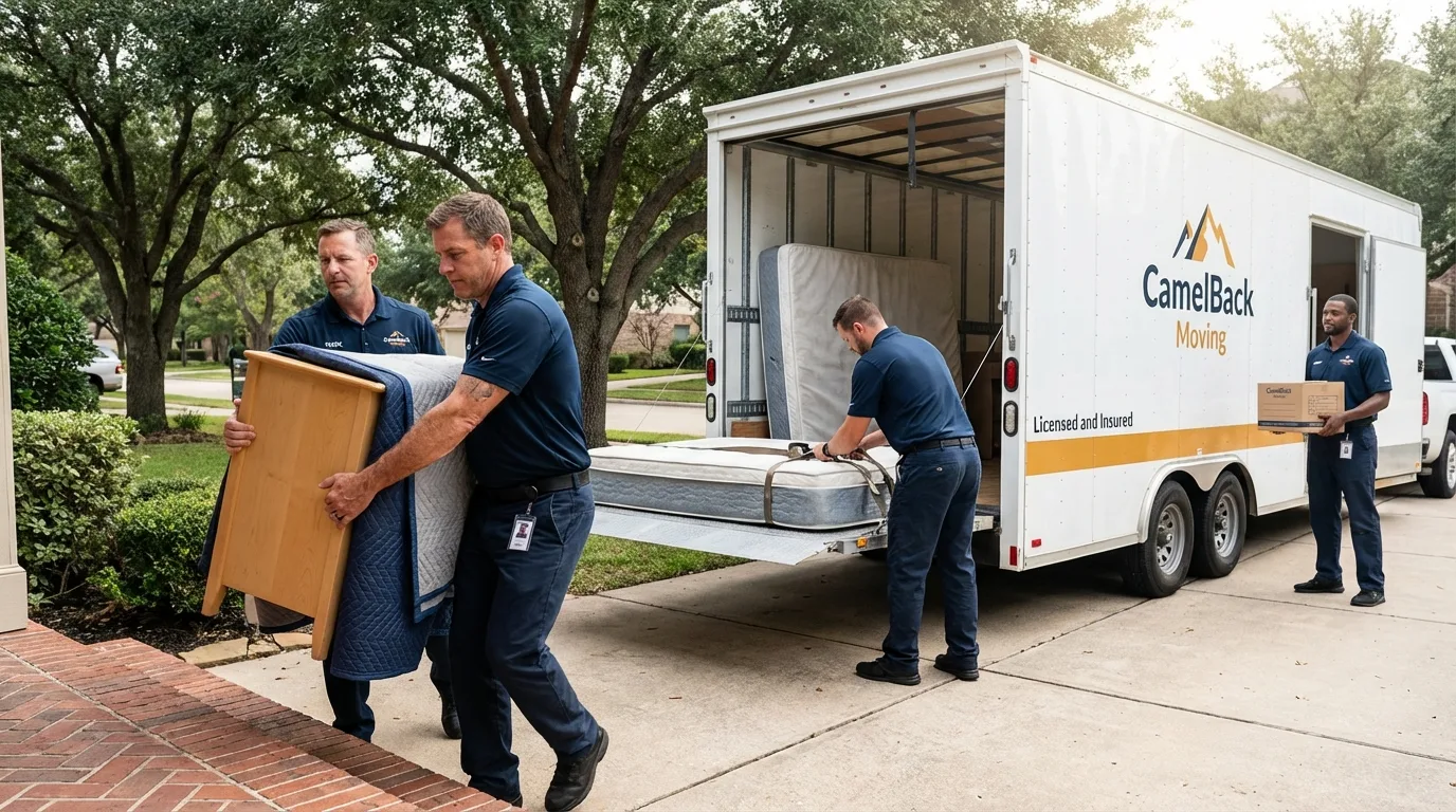 Crew loading residential truck for cross-state move from Blandon, PA