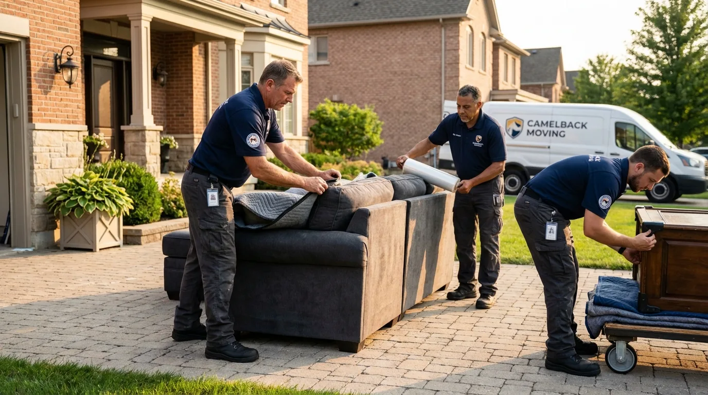 Large estate moving crew wrapping furniture in Blandon, PA